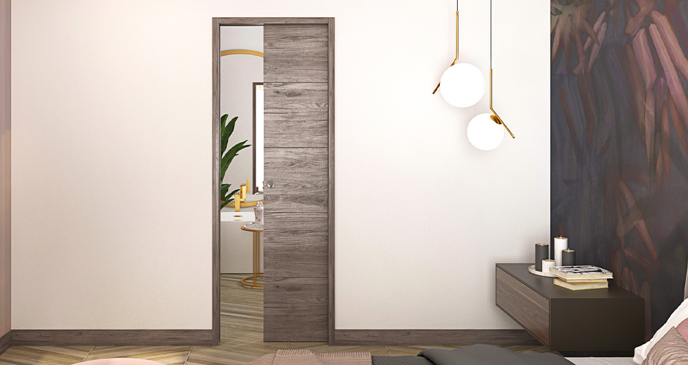 La porte de dressing coulissante garantit un style moderne pour