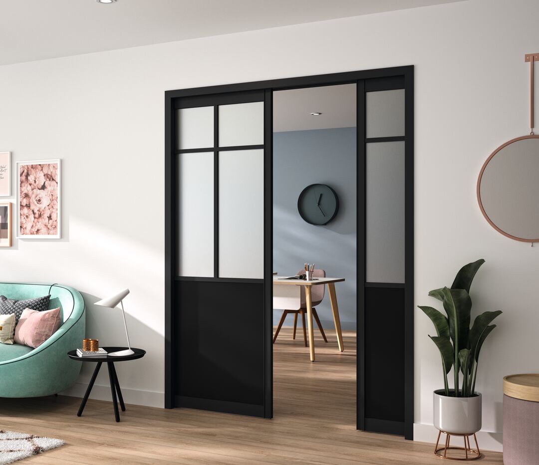 Verrière atelier intérieur 3 carreaux H108xL112mm Noir - le Club