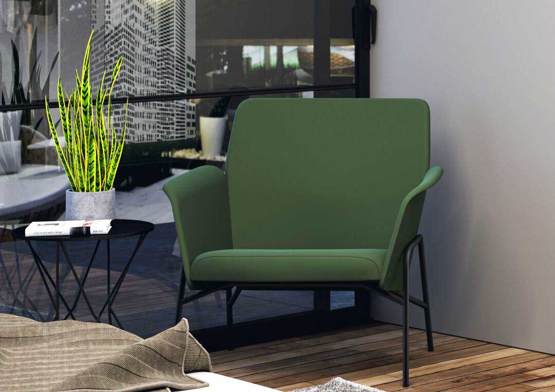 Chambre parentale urbaine - fauteuil vert