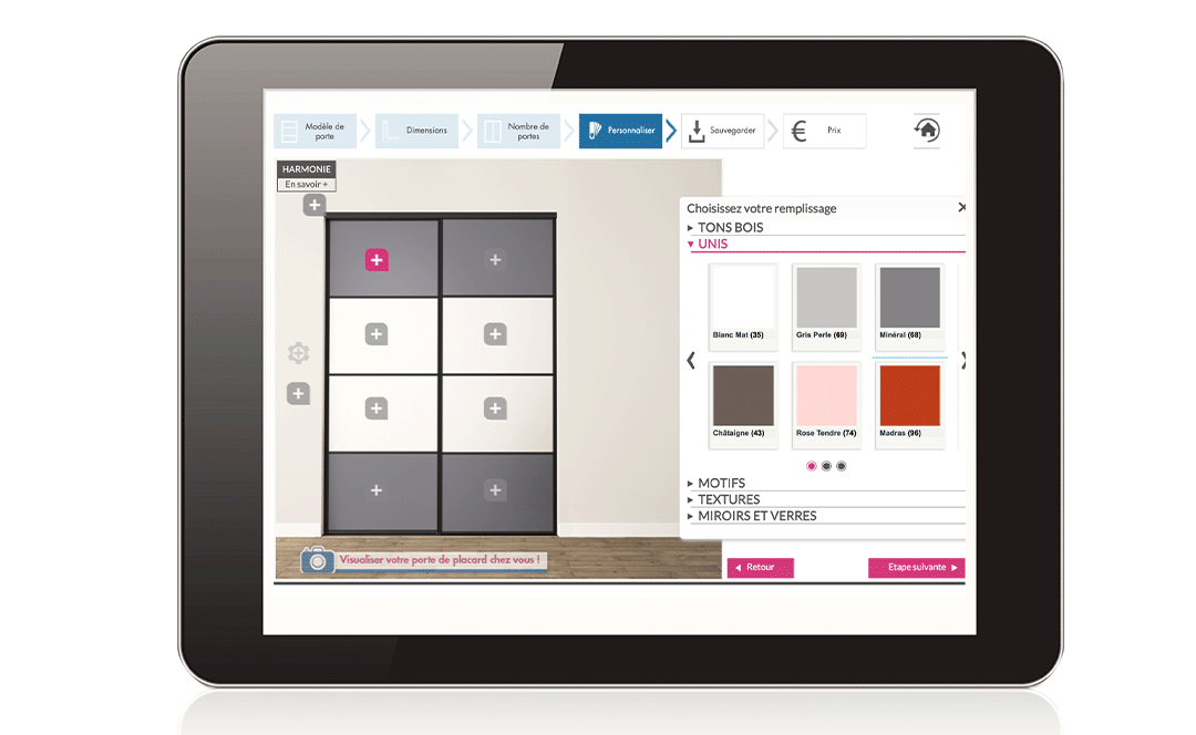 Choix de décor - configurateur portes de placard