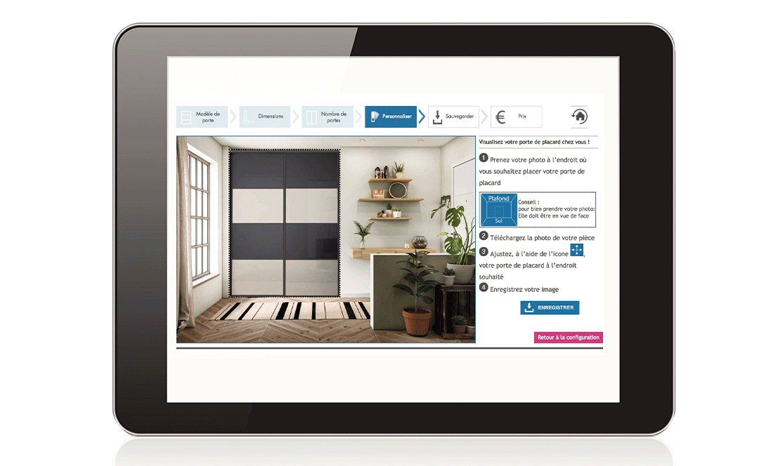Visualisez votre porte de placard coulissante - configurateur deco